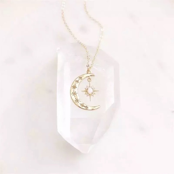 “Bohemian Rhapsody” Crescent Moon Opal Necklace - Picture 2 of 5